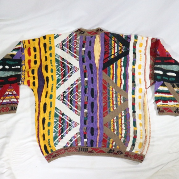 vtg COOGI Authentic Vibrant Multicolor Woven Crewneck Sweater Sz M Men - Picture 4 of 8